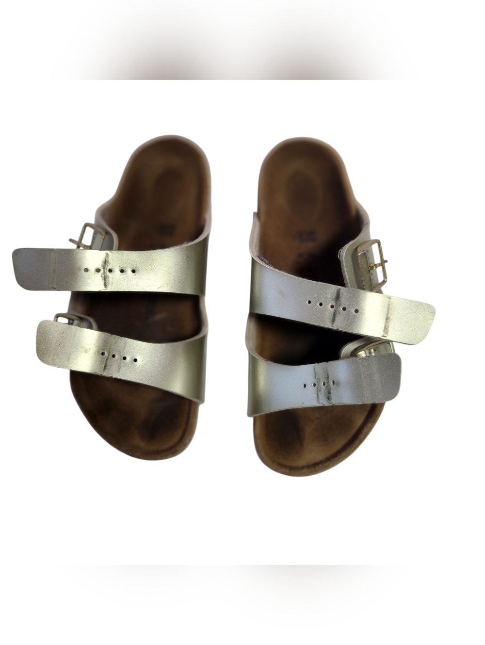 Birkenstock Kids Metallic Silver Double-Strap Sandals